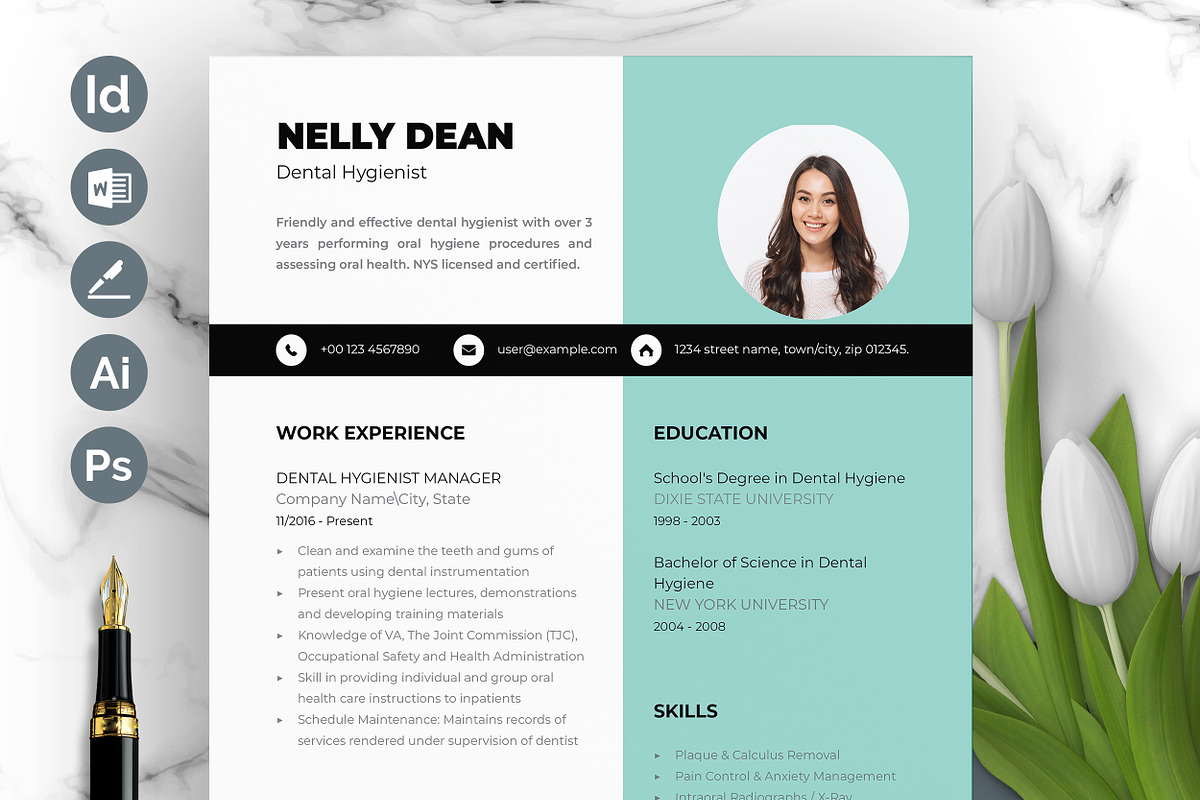 Dental Hygienist CV / Resume Design, a Resume Template by ResumeInventor (Photo 1 of 6)