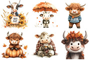 Watercolor Autumn Haighland Cow png, an Illustration by Watercolor design (Thumbnail 2 of 4)