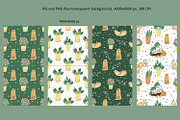 Cats and Plants Clipart and Patterns, an Animal Illustration by Anna Druzhkova (Thumbnail 9 of 23)