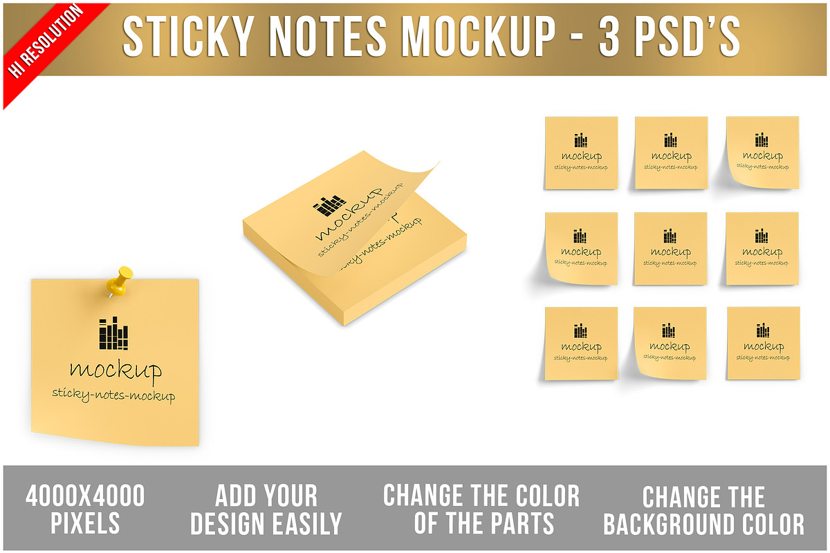 Sticky Notes Mockup PSD, an Advertising Mockup by Bruno's Shop