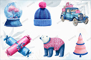 Pink and Blue Christmas Clipart, a Graphic by designcity5 (Thumbnail 2 of 5)