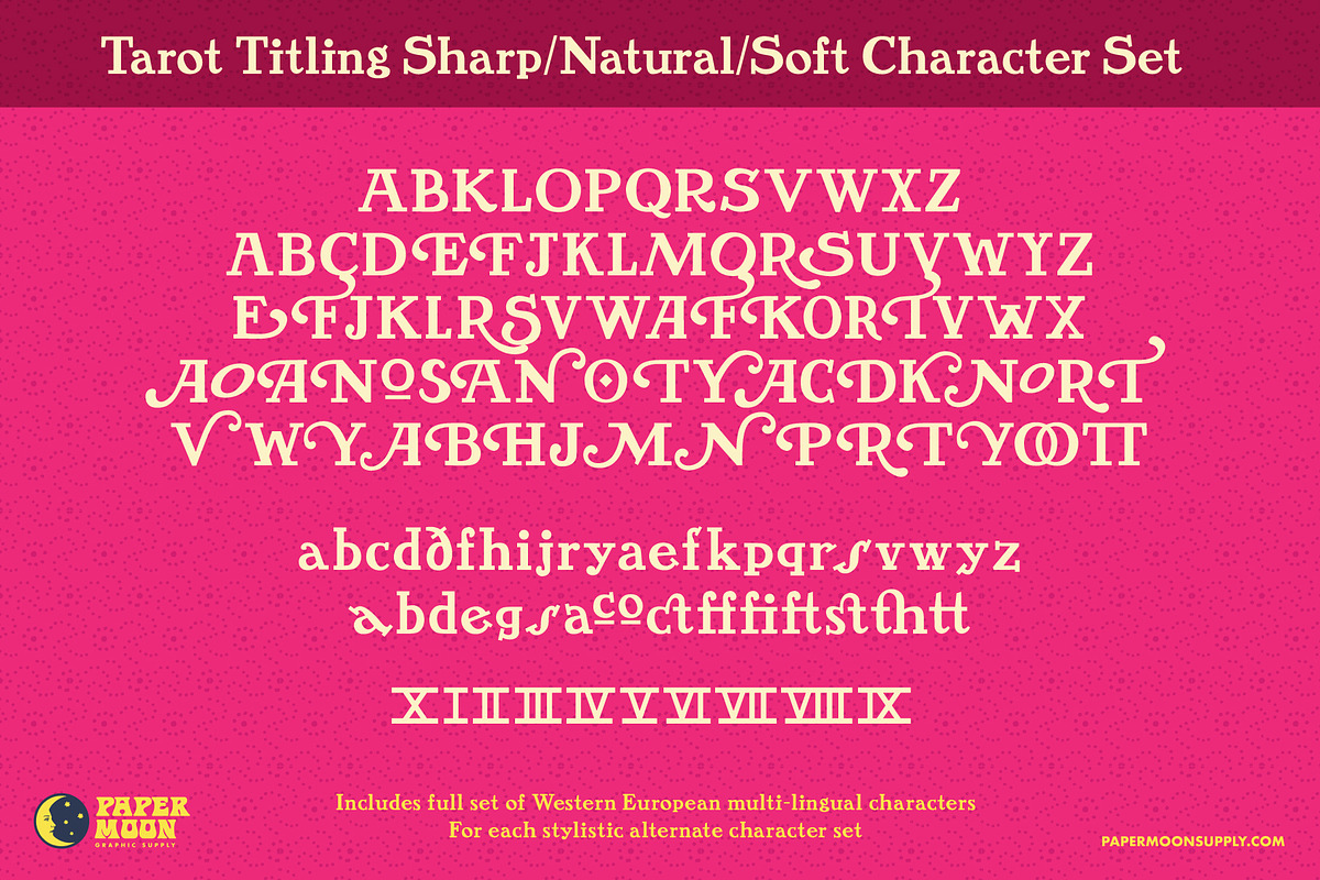 PM Tarot Titling and Text, a Serif Font by Paper Moon Graphic Supply (Photo 5 of 13)