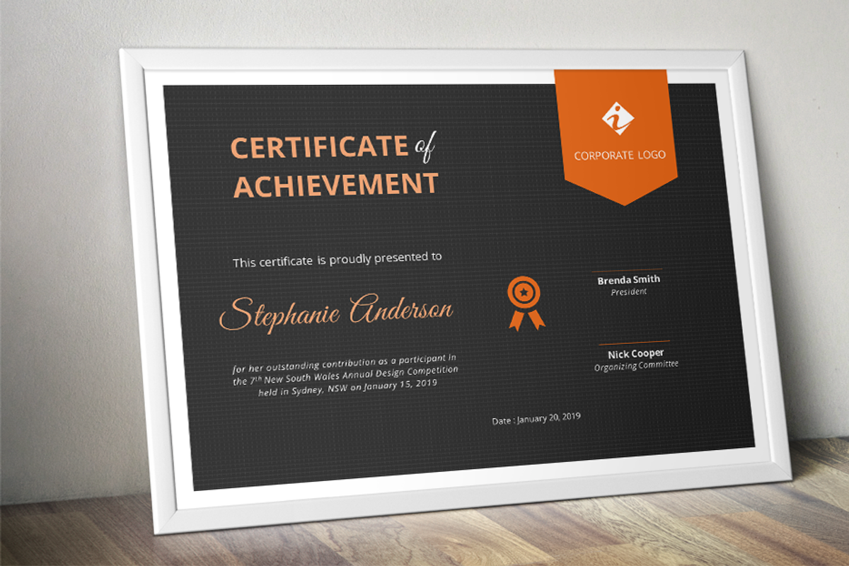 Dark ribbon Word certificate (docx), a Stationery Template by Inkpower (Photo 2 of 6)
