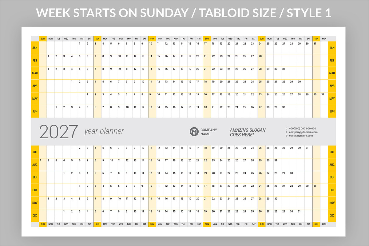 Year Planner 2027 (YP025-27), a Stationery Template by mikhailmorosin (Photo 4 of 5)