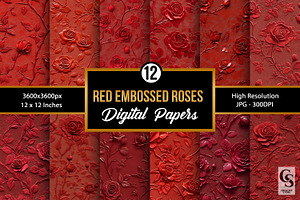 Red embossed roses Patterns, a Pattern Graphic by Creative Store