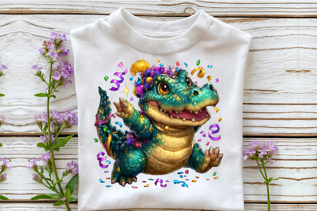 Watercolor Mardi Gras Crocodile Clip, an Illustration by Sublimation Artist (Photo 5 of 6)