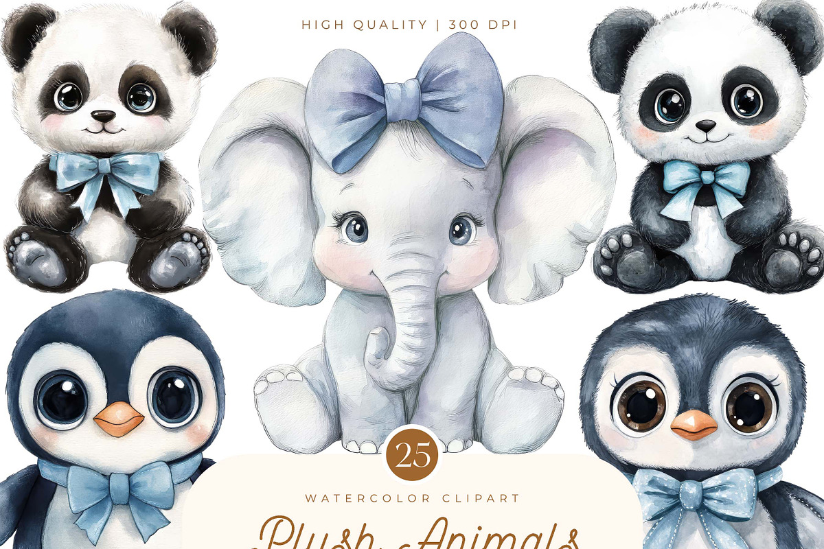 Vintage Plush Animals Clipart Bundle, an Animal Illustration by SparkyDesignsUS (Photo 1 of 9)