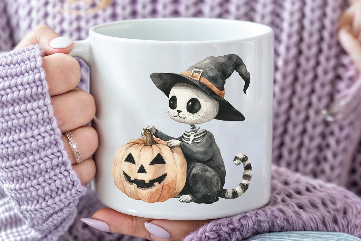 Skeleton Black Cat Clipart, an Illustration by CraftArtStudio (Photo 5 of 6)