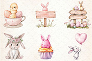 Vintage Dusty Rose Easter Clipart, an Illustration by Watercolor design (Thumbnail 2 of 4)