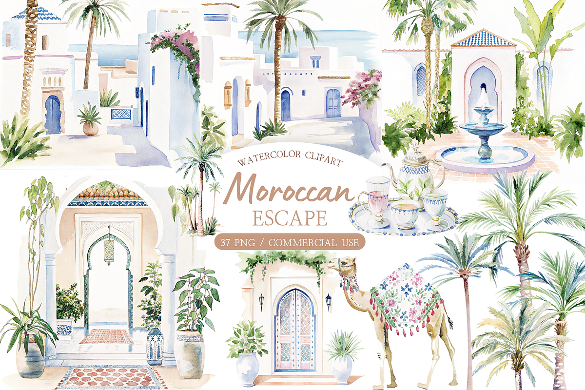 Moroccan Aesthetic Summer Clipart, an Illustration by MockupWizard (Photo 1 of 6)