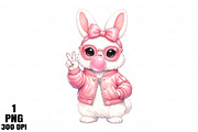 Retro Easter Bunny Blowing Bubble PN, an Illustration by Daily.Designs (Thumbnail 1 of 4)