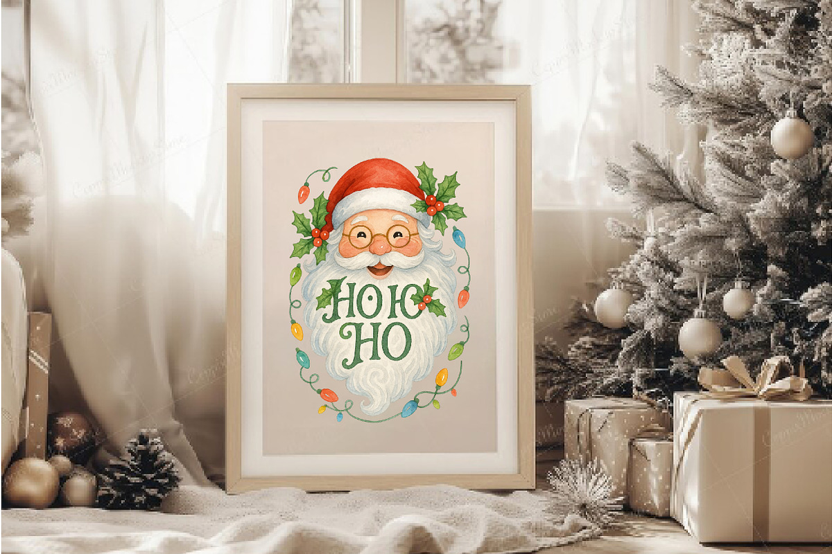 Watercolor Ho Ho Ho Santa PNG, an Illustration by DreamArtGraphic (Photo 4 of 5)
