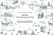 Santa Toile de Jouy Pattern, a Background Graphic by Hughes Studio (Thumbnail 1 of 7)