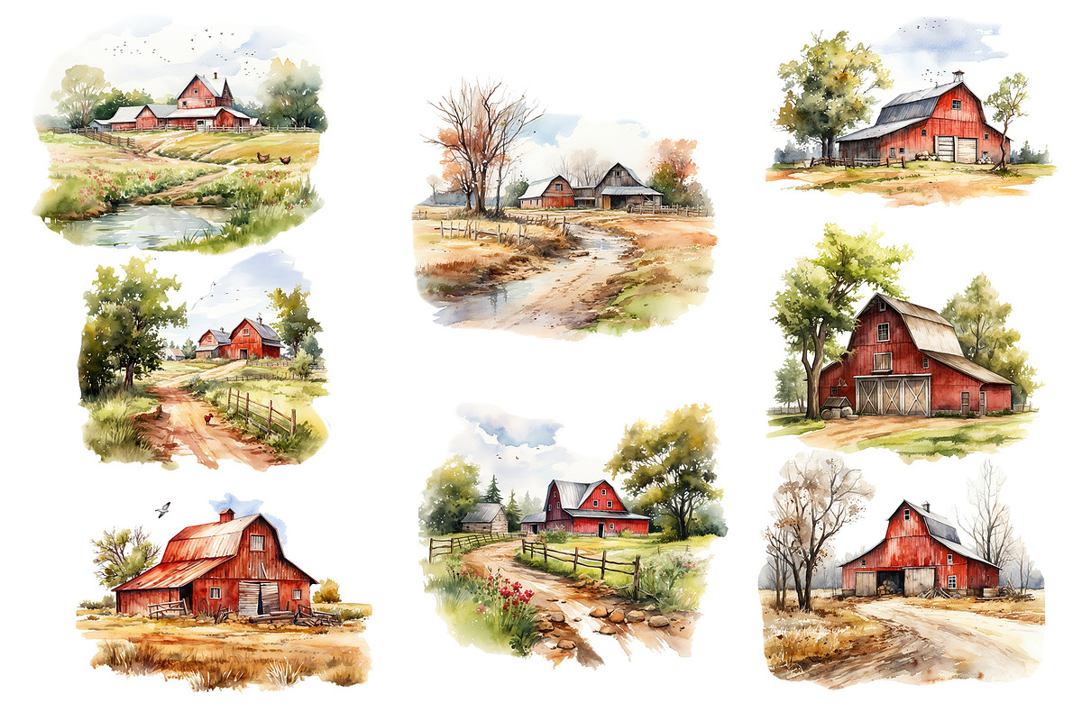 Watercolor farm clipart, fall png, an Object Graphic by KomtsyanTatyanaArt (Photo 2 of 5)