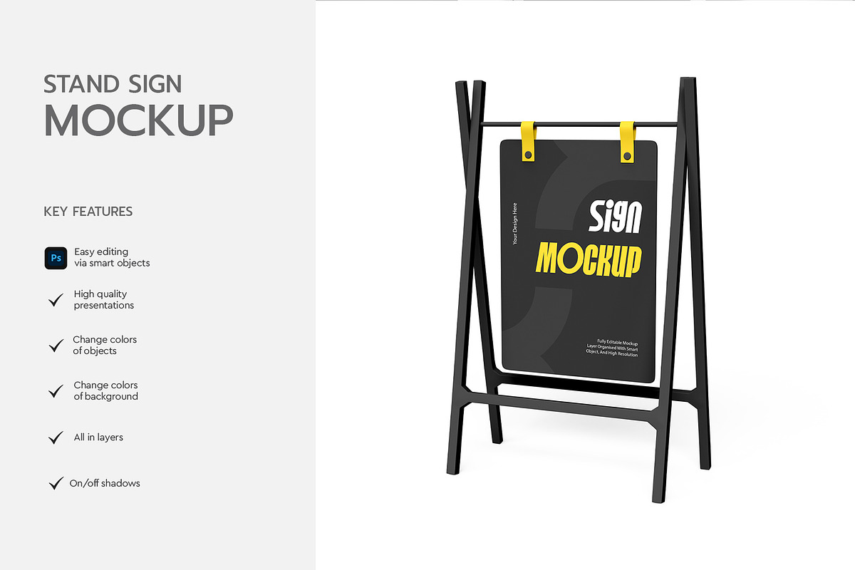 Stand Sign Mockup PSD Template, a Product Mockup by graphypix (Photo 2 of 4)