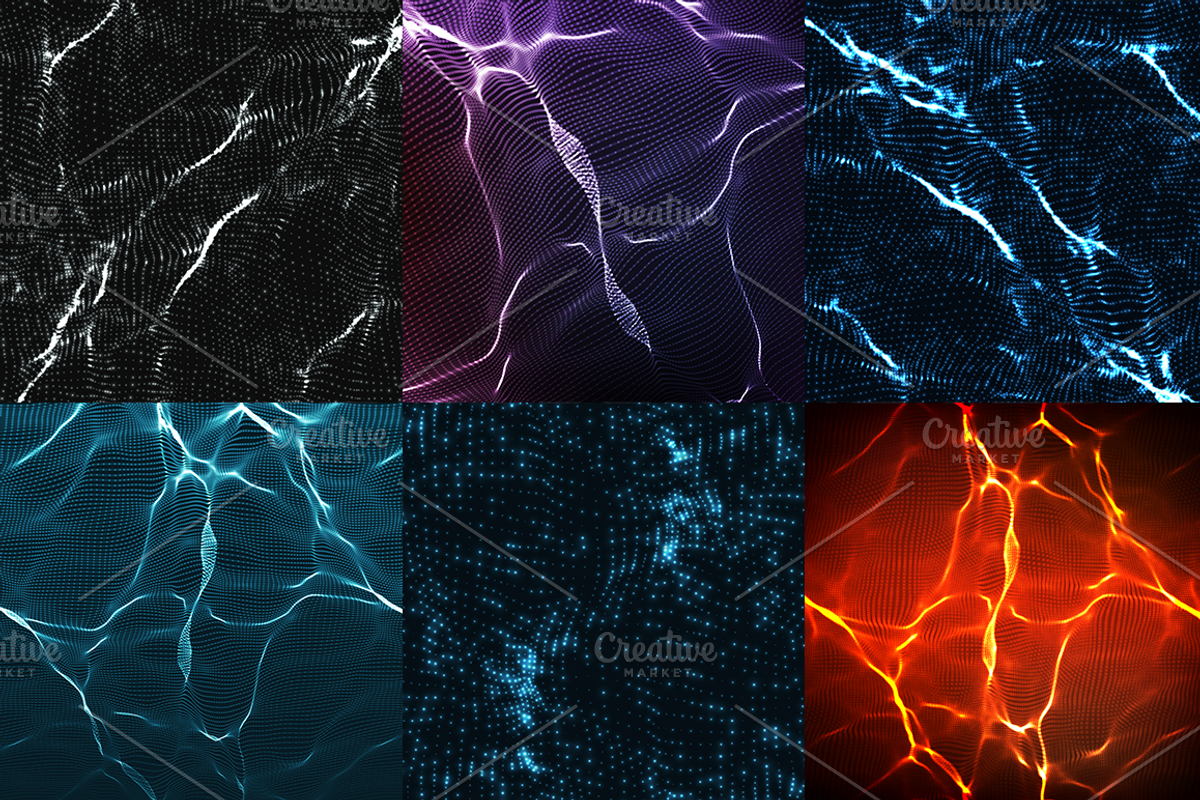 14 Abstract Cyber Waves Backgrounds preview 2