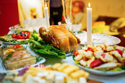 Roasted whole turkey on festive table for Thanksgiving Day., a Food & Drink Photo by TanaCh