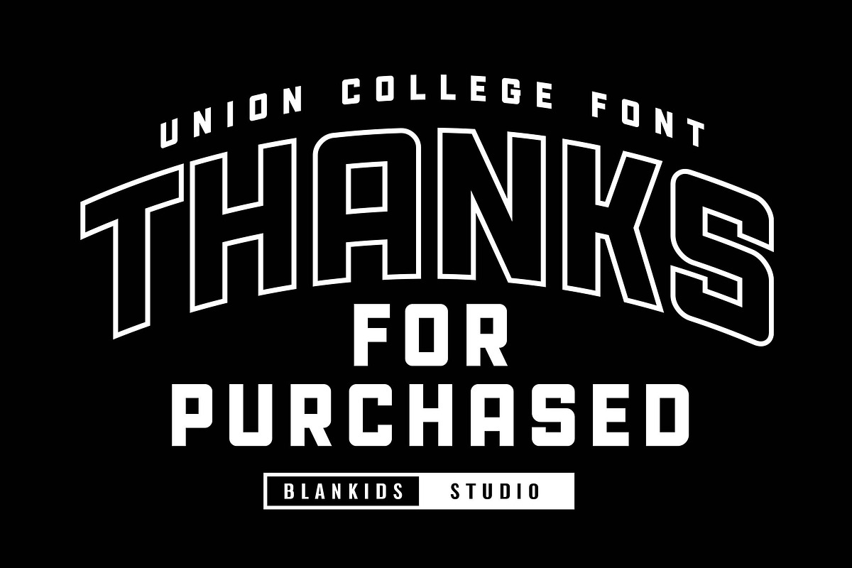 Union College a Sporty Display Font, a Sans Serif Font by Blankids Studio (Photo 11 of 11)