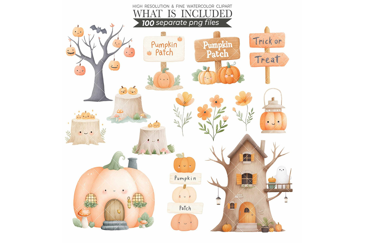 Watercolor Pumpkin Patch Animal, an Animal Illustration by CharmClipart (Photo 9 of 10)