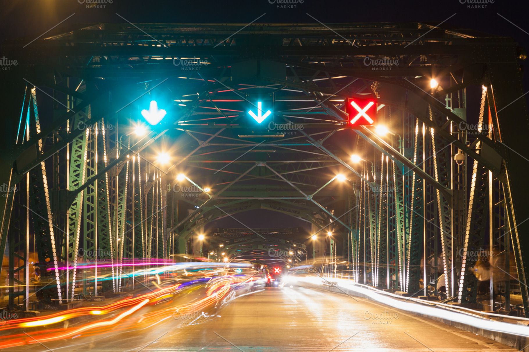 Traffic on the bridge at night., a Transportation Photo by a454