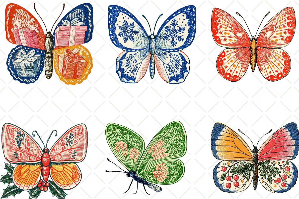 Christmas Butterfly Watercolor, an Illustration by Black Bird Studio (Photo 6 of 6)