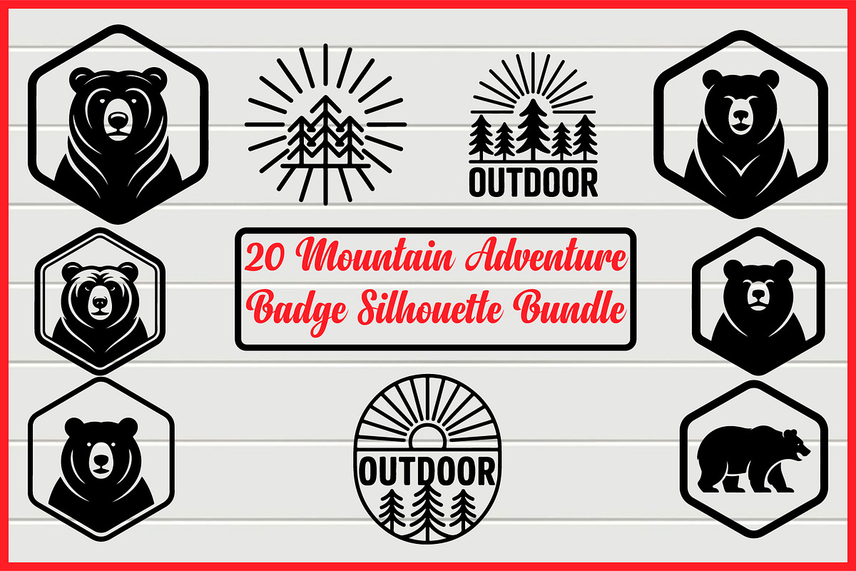 20 Mountain Adventure Badge Bundle, a Decorative Illustration by Artivon (Photo 1 of 4)