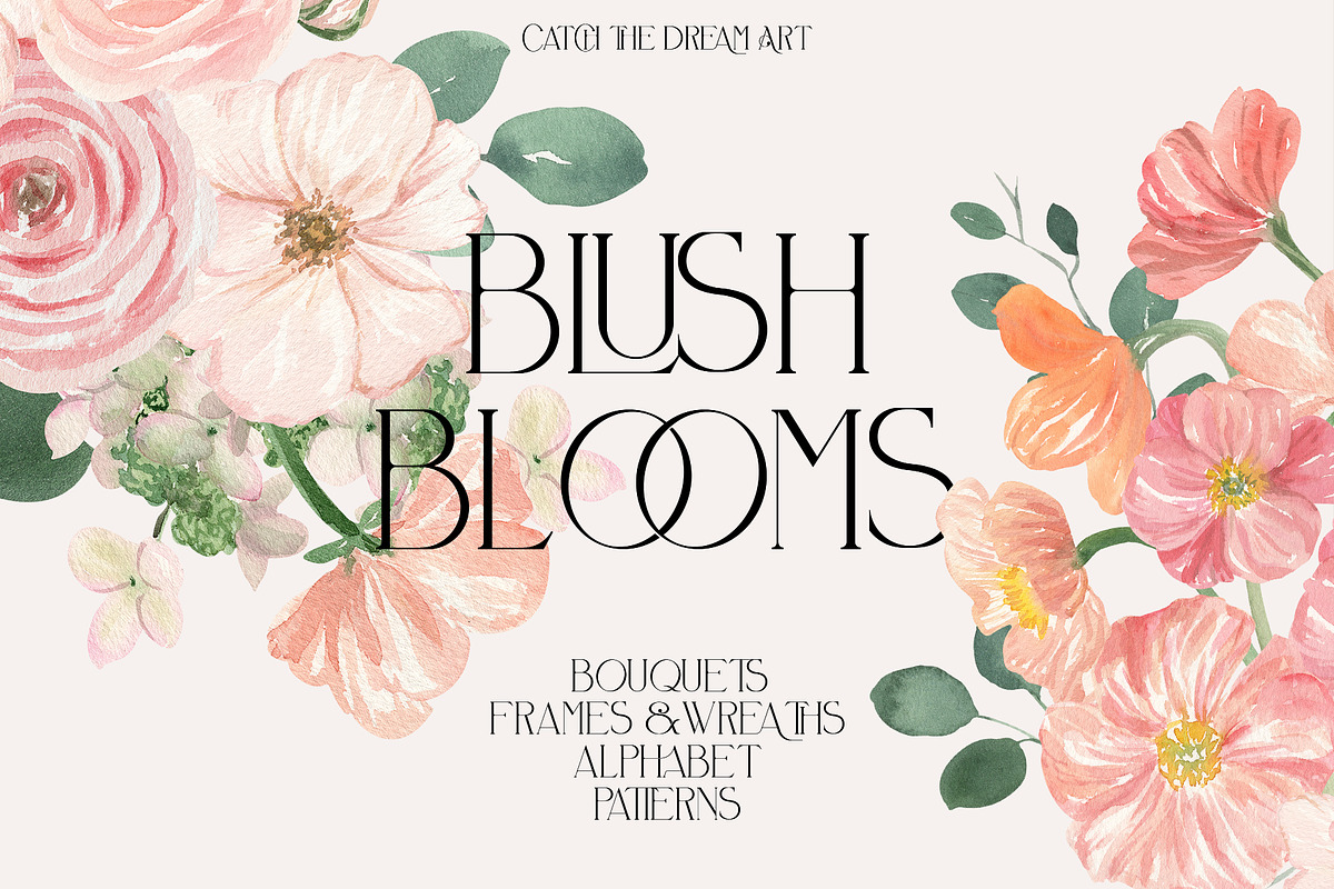 Blush Blooms Soft Watercolor Flowers, a Decorative Illustration by Catch the Dream Art (Photo 1 of 13)