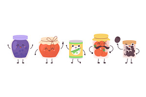 Jam jars and preserves characters, a Food Illustration by LadadikArt