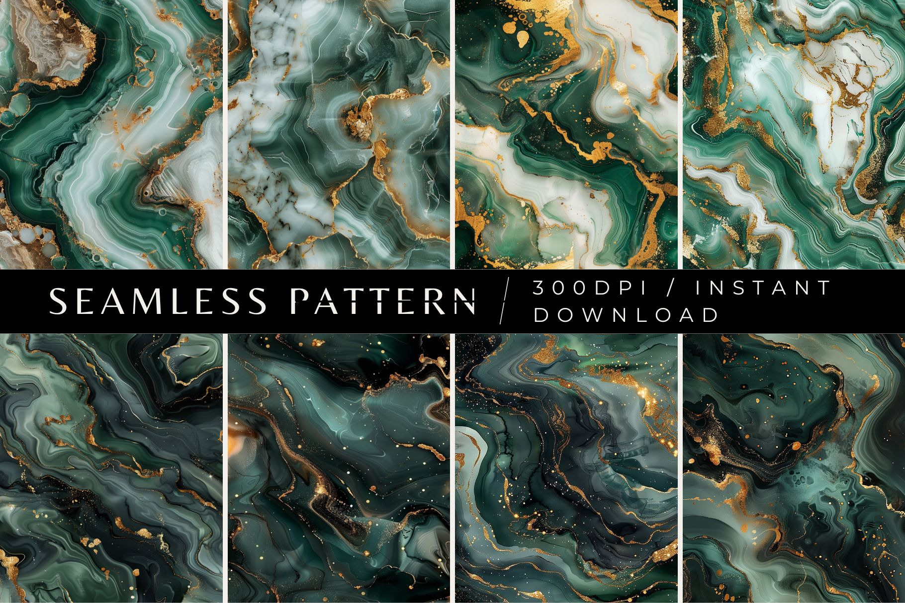 8 Luxury Emerald Marble Patterns, a Pattern Graphic by Inknfolly