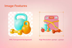 3d Fitness And Gym Illustration Set