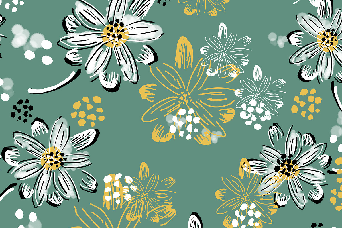 White Hand Drawn Daisy Seamless, a Pattern Graphic by Sharon Schwalbe (Photo 6 of 6)
