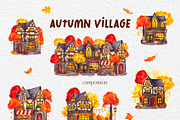 Autumn Village. Hand draw watercolor, an Object Illustration by ma_i_vi (Thumbnail 3 of 9)