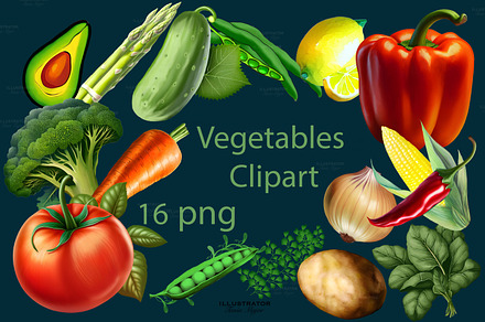 Vegetables Clipart, healthy food
