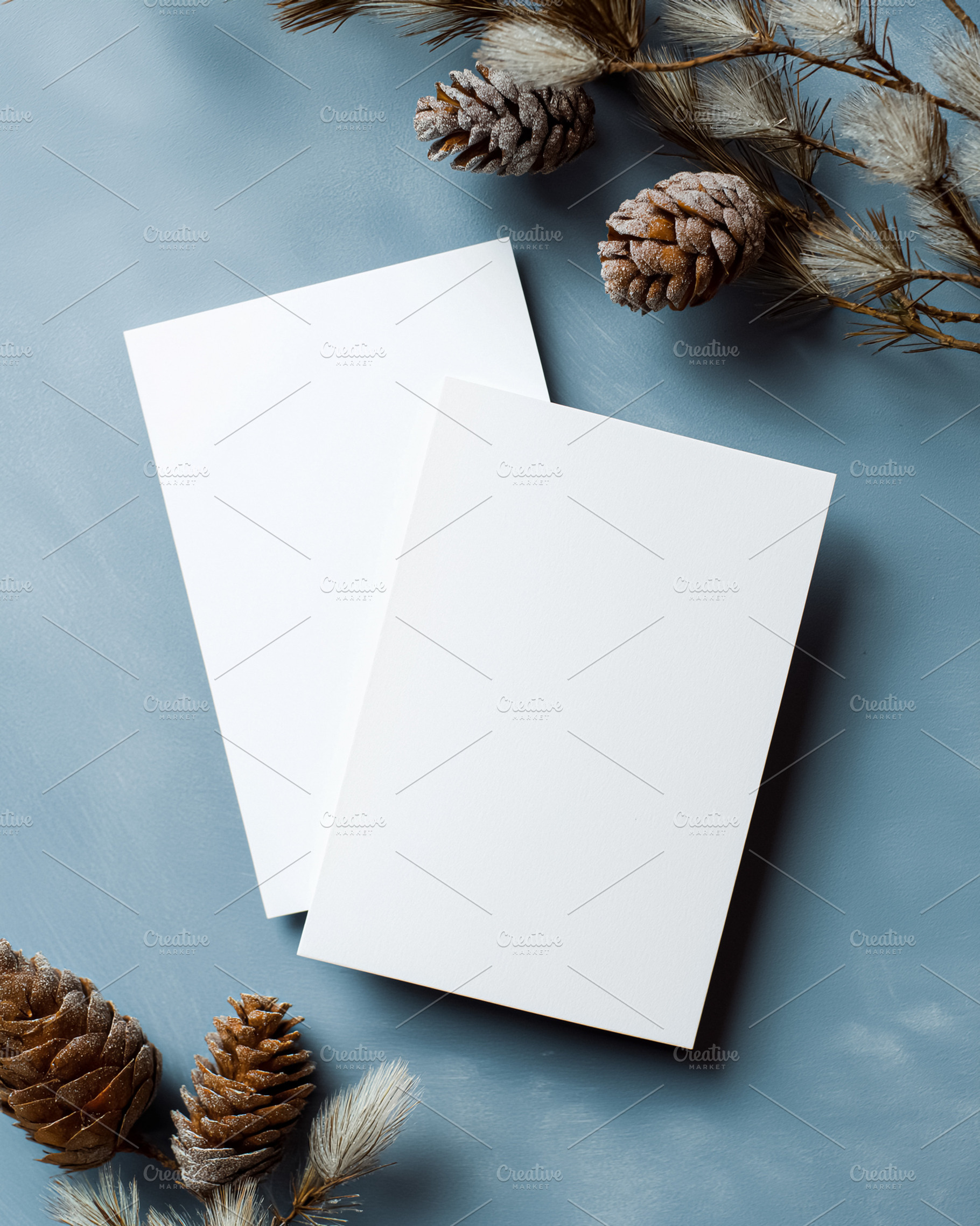 Blank greeting cards, stationery, or invitations for winter and Christmas seaso, a Holiday Photo by Studio ANNA