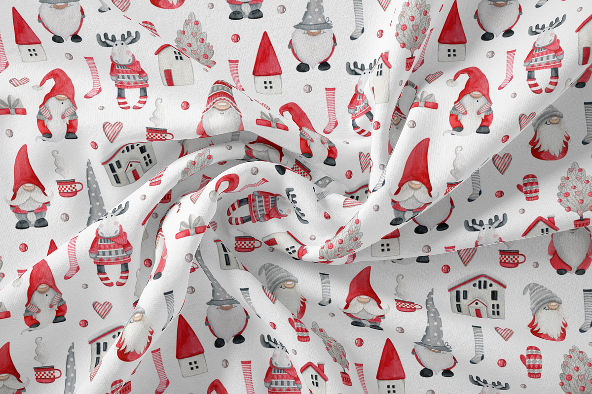 Watercolor Christmas gnomes, an Illustration by JuliaBadeeva (Photo 5 of 7)