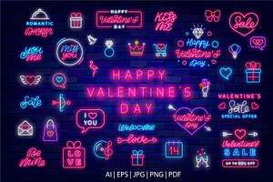 Happy Valentines Day neon pack