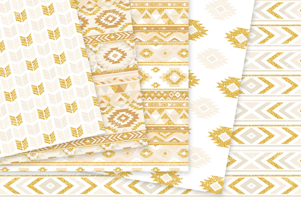 Ivory & Gold Boho Seamless Patterns, a Pattern Graphic by Avenie Digital (Photo 3 of 4)