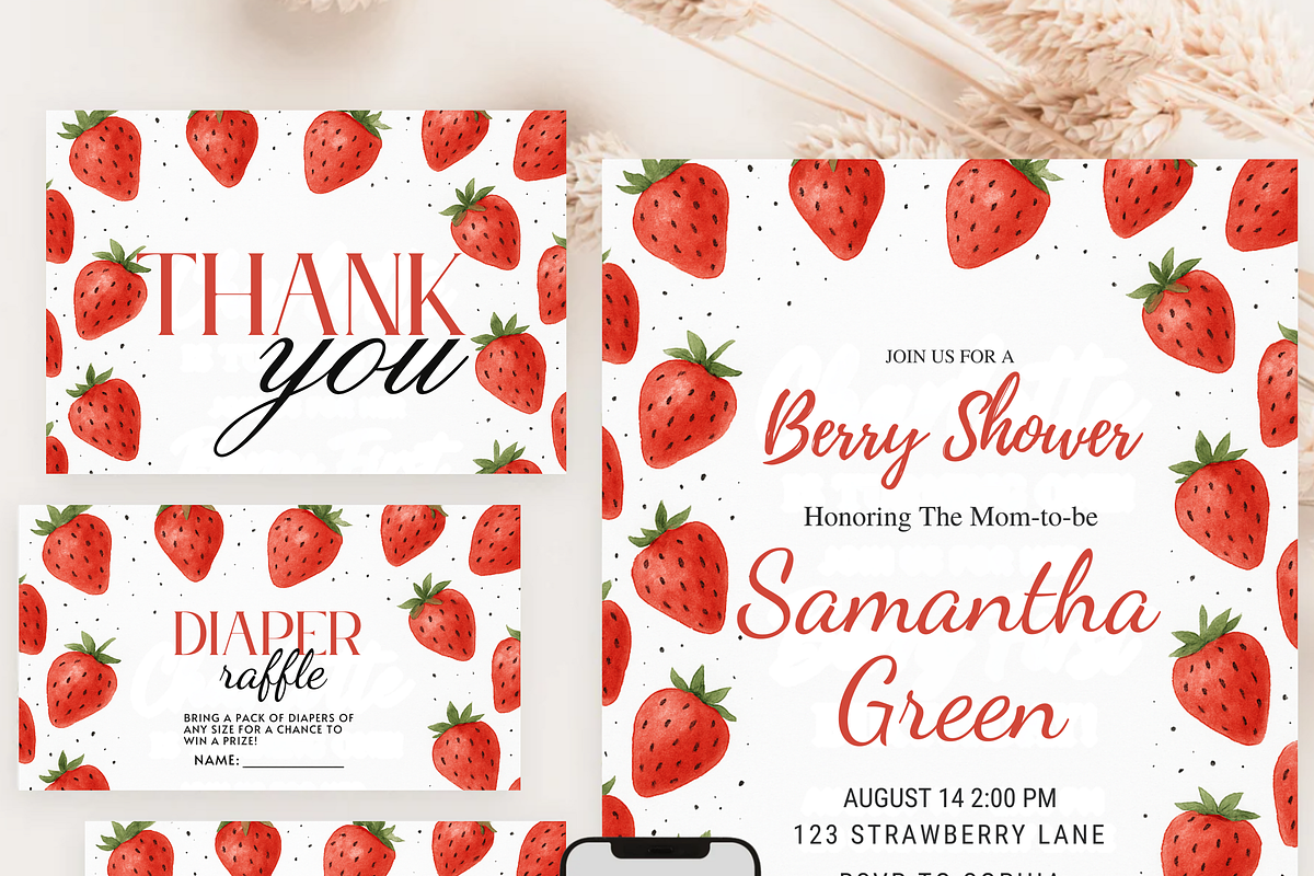 Berry Shower Baby Shower Invitation, a Card Template by Shinehoon (Photo 1 of 6)