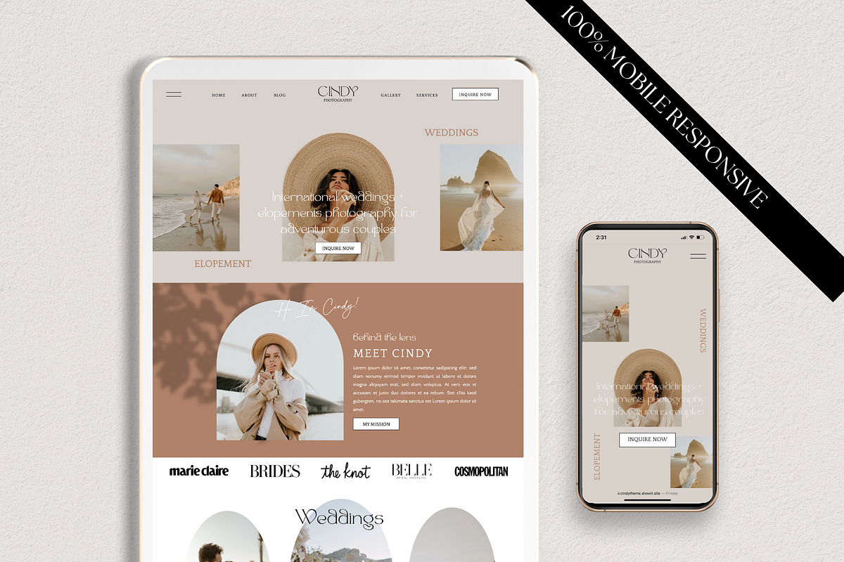 Cindy - Boho Showit Website Template, a Wix Template by Studio Zash (Photo 2 of 10)