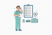 Doctor Analyzing Medical Report, a Healthcare Illustration by Partikusi Design (Thumbnail 3 of 3)