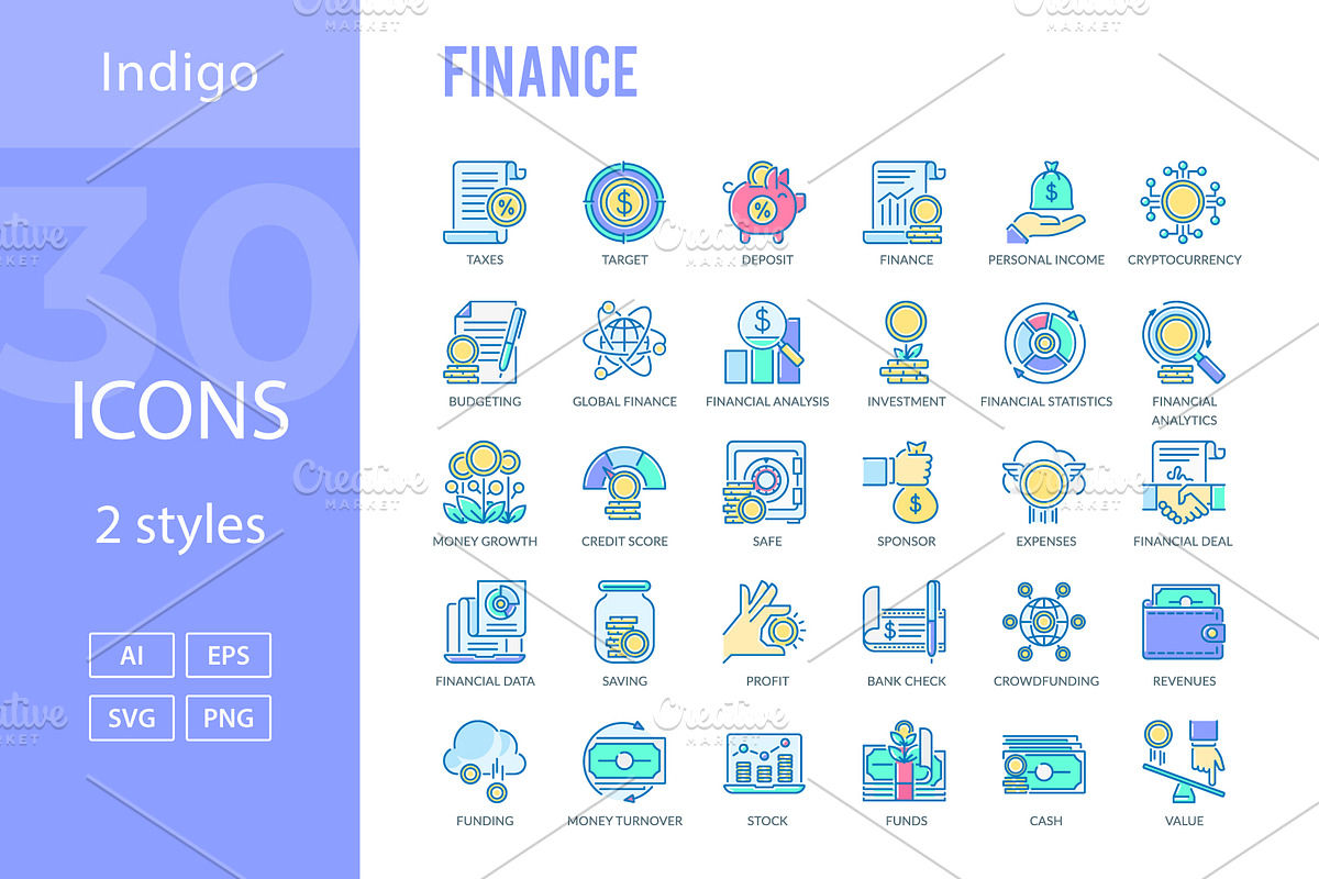 Finance Icons, an Outline Icon by Kalash (Photo 3 of 3)