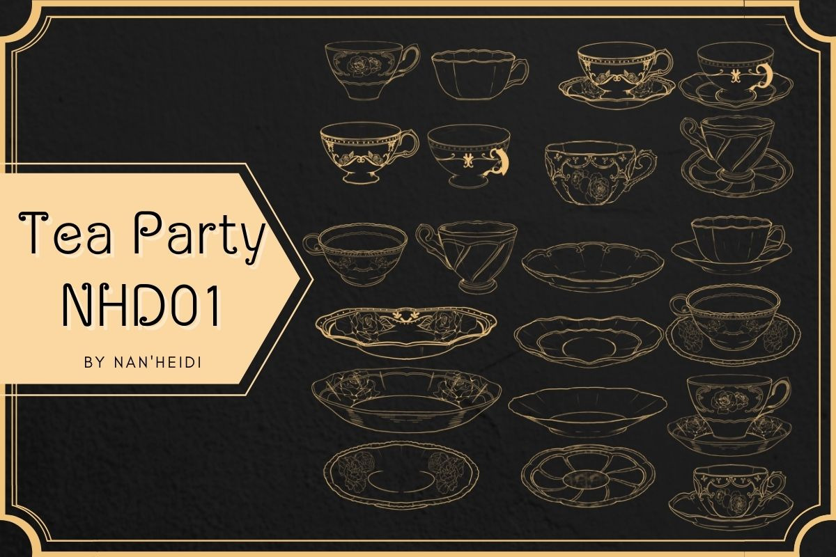 50 Tea Party Procreate brushes, a Brush Add-On by Nan'Heidi (Photo 3 of 4)