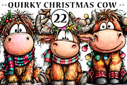 Quirky Christmas Highland Cow, an Illustration by CreationArt (Thumbnail 1 of 5)