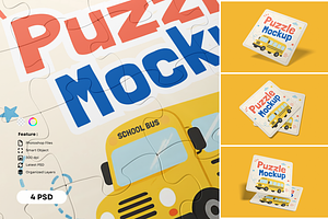 Square Puzzle Mockup Set