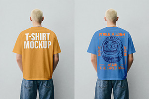 T-Shirt Back Mockup PSD - Male Model