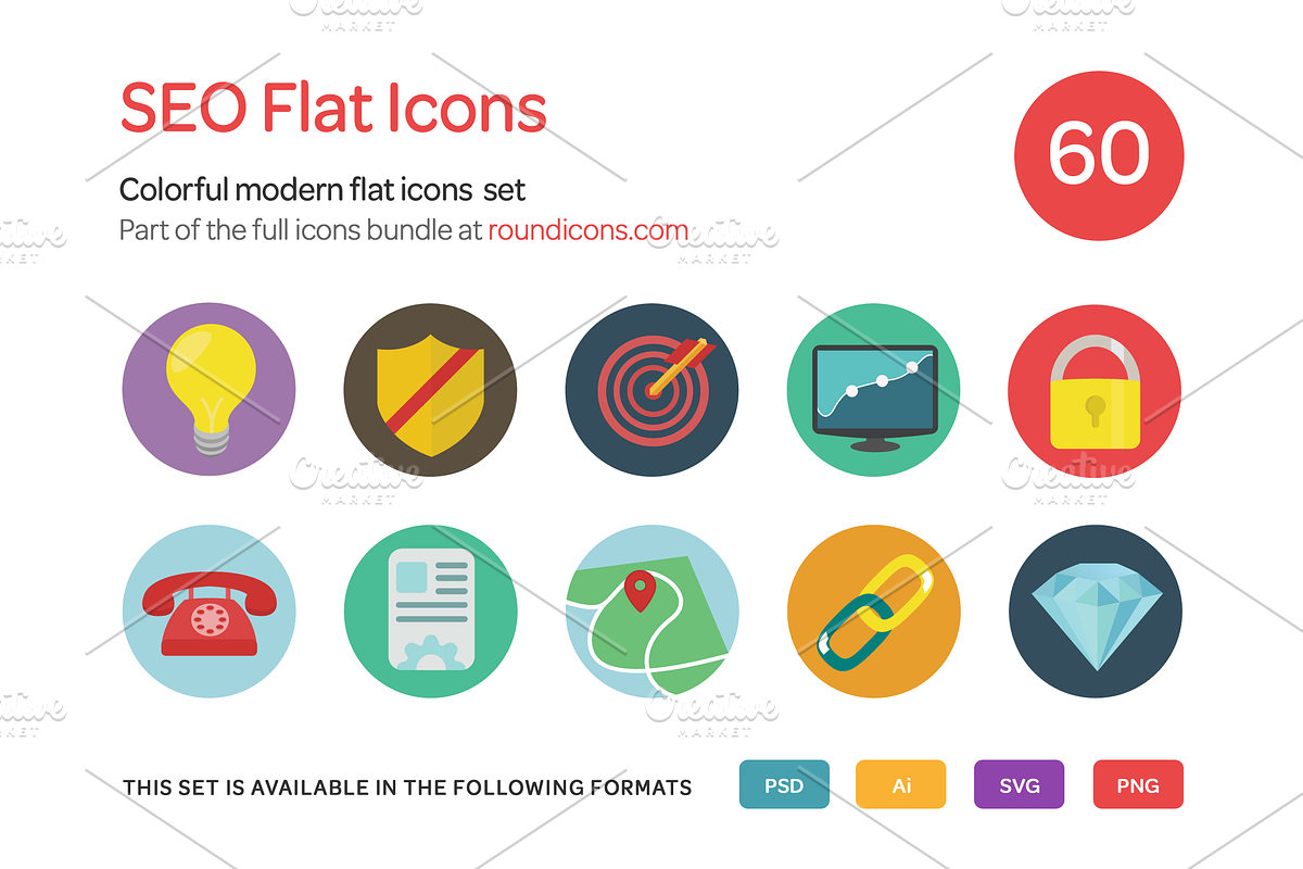 SEO Flat Icons Set