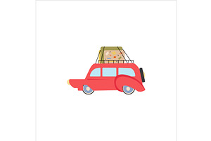 Road trip. Car on Road Trip. Travel, a Transportation Illustration by Mila Di Art