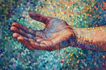 A Painting of a Persons Hand Holding, a Photo by Iftikhar Alam
