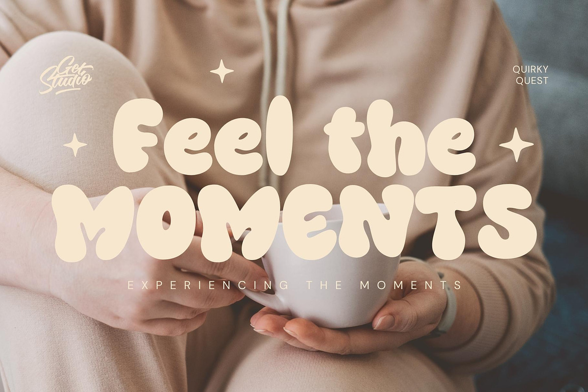 Quirky Quest - Bubble Display Font, a Sans Serif Font by Get Studio (Photo 3 of 9)