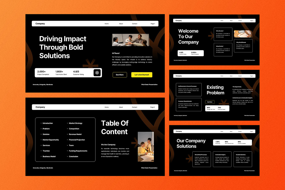 Black Bold Pitch Deck Google Slide, a Presentation Template by Aiyari Graphic (Photo 2 of 5)